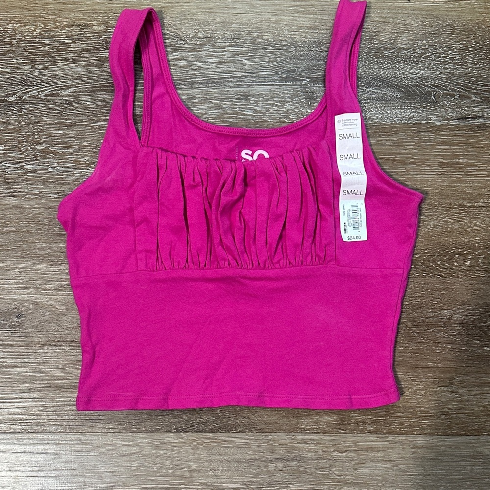 SO Fuchsia Pleated Crop Top
